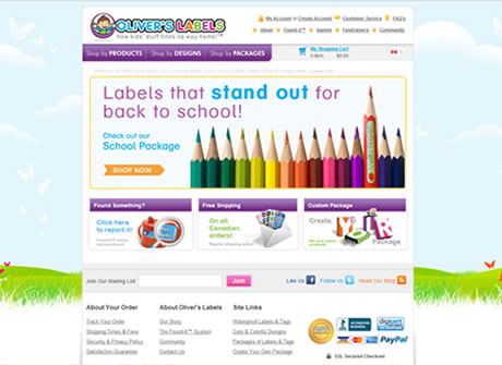 Oliver&#39;s Labels branded website. The site not always accessible from within Canada.